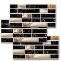 LuxeTile - Self-Adhesive Black & Gold Marble Brick Wall Sticker(Pack of 24)