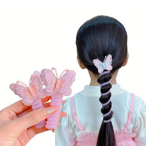 2pcs Telephone Wire Hair Rope For Girl