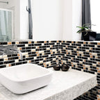 LuxeTile - Self-Adhesive Black & Gold Marble Brick Wall Sticker(Pack of 24)