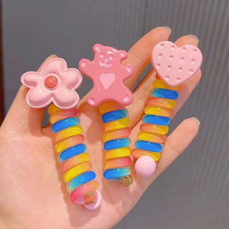 2pcs Telephone Wire Hair Rope For Girl