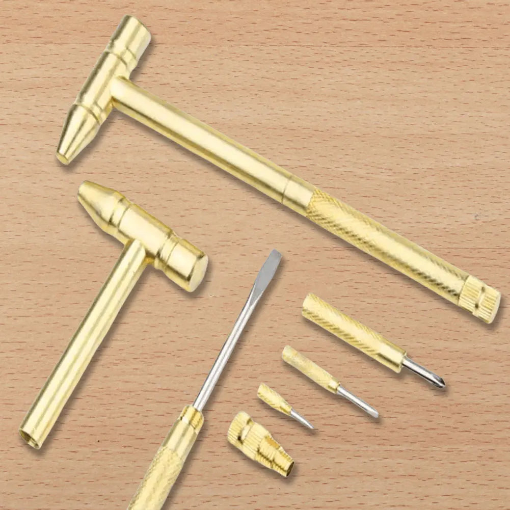 Brass Mini Hammer Screwdriver Set