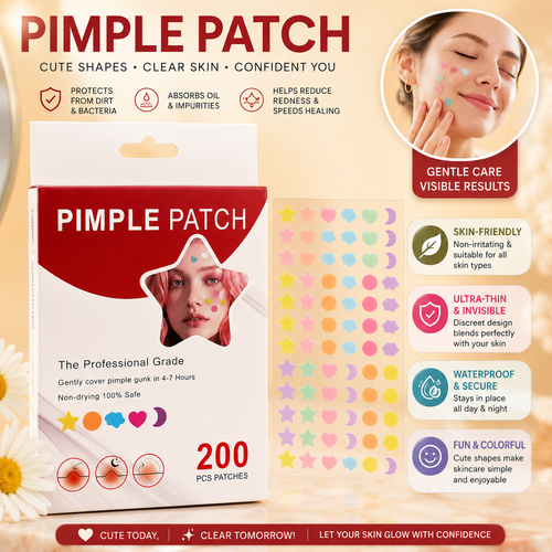 200 PCS Colorful Pimple Patches – Fast Healing Acne Spot Stickers